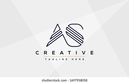Diseño del logotipo AS Letter. Ilustración vectorial del icono de Creative Modern A S Letters.