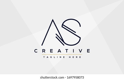 Diseño del logotipo AS Letter. Ilustración vectorial del icono de Creative Modern A S Letters.