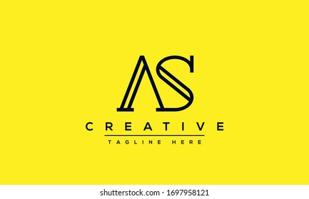 Diseño del logotipo AS Letter. Ilustración vectorial del icono de Creative Modern A S Letters.