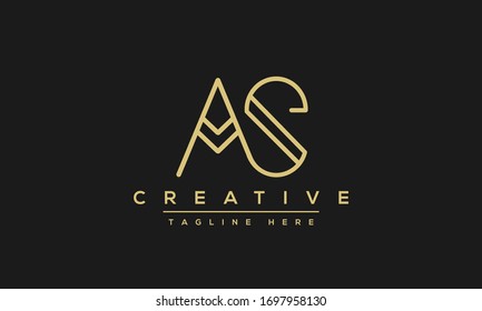 Diseño del logotipo AS Letter. Ilustración vectorial del icono de Creative Modern A S Letters.