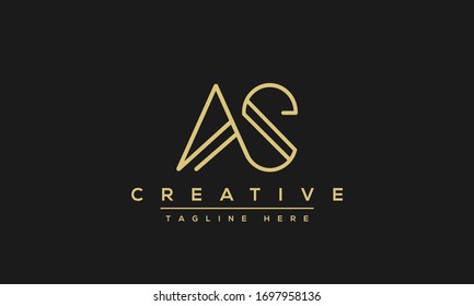 Diseño del logotipo AS Letter. Ilustración vectorial del icono de Creative Modern A S Letters.