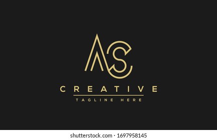 Diseño del logotipo AS Letter. Ilustración vectorial del icono de Creative Modern A S Letters.