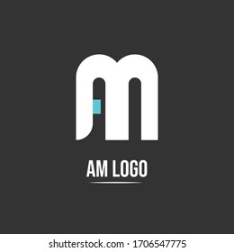 AM Letter Logo Design with Creative Modern Trendy Typography and Black  And White And Cyne Color