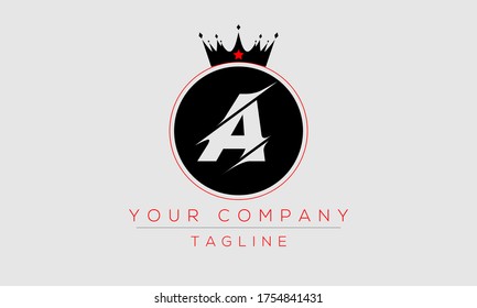 Diseño De Logotipo Carta A, Icono Creativo Moderno A Con Cabeza De Corona