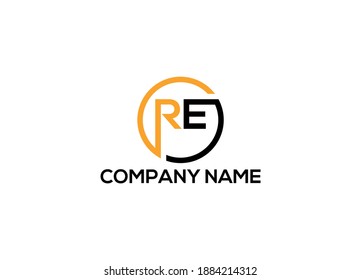 Diseño de logotipo de carta RE con plantilla de icono inicial creativa moderna