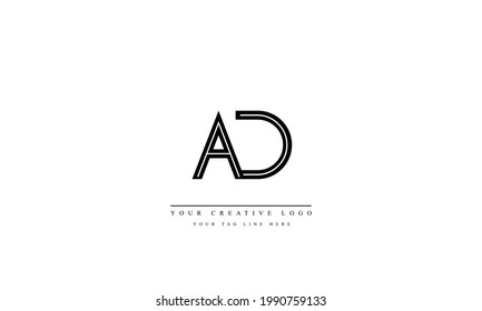 Letter Logo Design with Creative Modern Trendy Typography AD DA A D