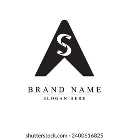 AS Letter Logo Design with Creative Modern Trendy Typography, S in the middle of A logo concept,	
