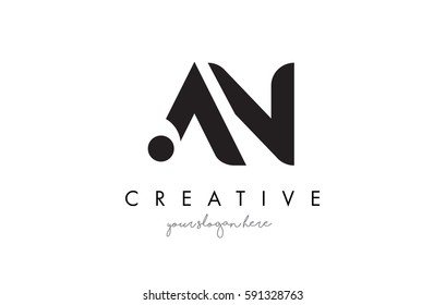 AN Letter Logo Design with Creative Modern Trendy Typography and Black Colors.