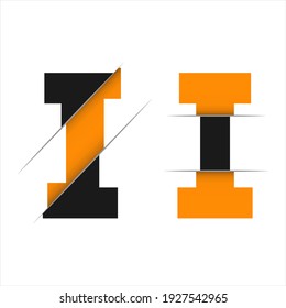 I Letter Logo Design with Creative Paper Cut and Serif Font.