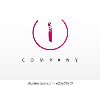 I Letter Logo Design With Dots and Circle