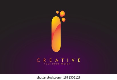 I Letter Logo Design with Dots. Vector Lettering Illustration of Orange Alphabet with Bubbles. Creative I letter template.
