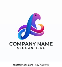 Letter A logo design with Dove Bird concept for Business Company . Abstract Design Template