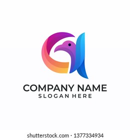 Letter A logo design with Dove Bird concept for Business Company . Abstract letter logo Design Template