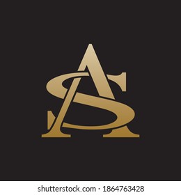 Logo-Design von Letter AS, elegantes goldenes Design für Ihr Unternehmen