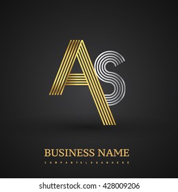 Letter AS logo design. Elegant gold and silver colored, symbol for your business name or company identity.