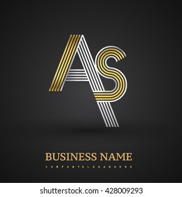 Letter AS logo design. Elegant gold and silver colored, symbol for your business name or company identity.