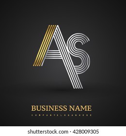 Letter AS logo design. Elegant gold and silver colored, symbol for your business name or company identity.