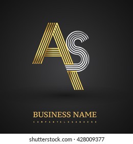 Letter AS logo design. Elegant gold and silver colored, symbol for your business name or company identity.