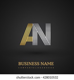 Letter AN logo design. Elegant gold and silver colored, symbol for your business name or company identity.