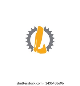 I Letter Logo Design with Excavator Creative Modern Trendy