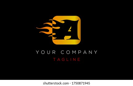 Letter A Logo Design, With Fire, Blaze, Flame Icon A