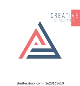 A Letter Logo design. Geometric triangle arrow template. Technology business identity concept. Creative corporate template. Stock Vector illustration isolated on white background.