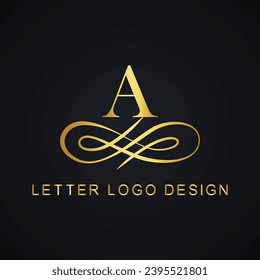 A letter logo design with golden crown vector.