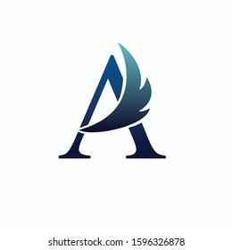 A Letter Logo Design with gradient bird wing serif font template