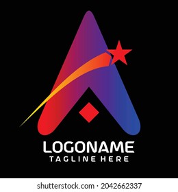 Letter A Logo Design, with gradient colors can be used for company logos with a black background to make the logo more attractive