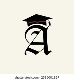 letter logo design with graduate hat logo vector.