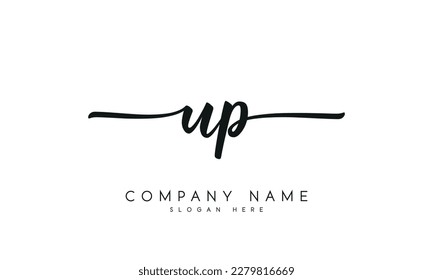 letter UP logo design handwriting signature style vector template