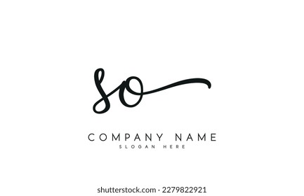 letter SO logo design handwriting signature style vector template