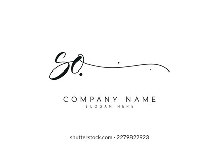 letter SO logo design handwriting signature style vector template