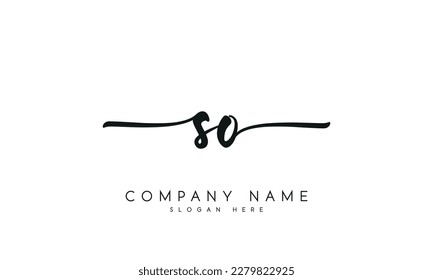 letter SO logo design handwriting signature style vector template