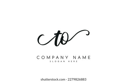 letter TO logo design handwriting signature style vector template.