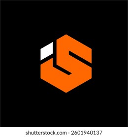IS letter logo design with hexagon concept.