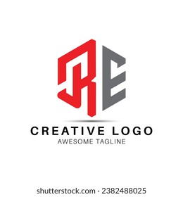 RE letter logo design icon