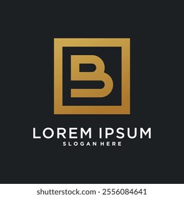 Letter logo design initial B for company or person. Creative square concept. Premium Vector