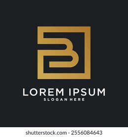 Letter logo design initial B for company or person. Creative square concept. Premium Vector