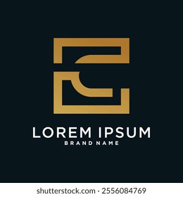 Letter logo design initial C for company or person. Creative square concept. Premium Vector