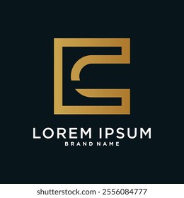 Letter logo design initial C for company or person. Creative square concept. Premium Vector