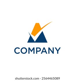 Letter A logo design. Initial letter A with check mark icon.