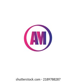 Buchstabe AM Logo-Design mit anfänglicher Kreis-Vektorvorlage.