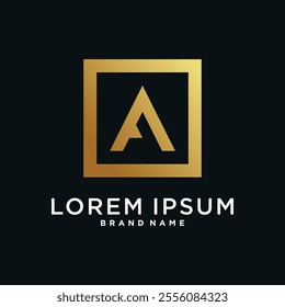 Letter logo design initial A for company or person. Creative square concept. Premium Vector