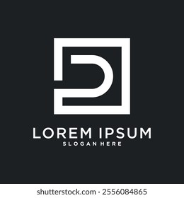 Letter logo design initial D for company or person. Creative square concept. Premium Vector
