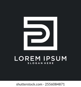 Letter logo design initial D for company or person. Creative square concept. Premium Vector