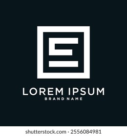 Letter logo design initial E for company or person. Creative square concept. Premium Vector