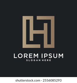 Letter logo design initial H for company or person. Creative square concept. Premium Vector