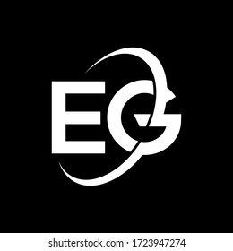 Diseño del logotipo de la letra EG sobre fondo negro.