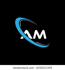 AM letter Logo design. Initials AM logo linked with circle and uppercase monogram logo. AM typography for technology, business and real estate brand logo design